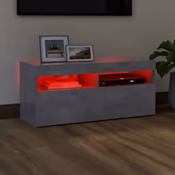 vidaXL TV Cabinet with LED Lights Concrete Grey Hifi Stand Desk Stereo Cabinet
