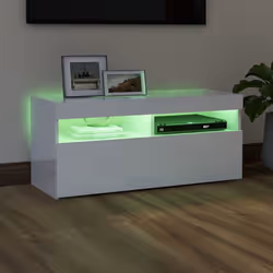 vidaXL TV Cabinet with LED Lights High Gloss White Hifi Stand Stereo Cabinet