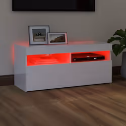 vidaXL TV Cabinet with LED Lights High Gloss White Hifi Stand Stereo Cabinet