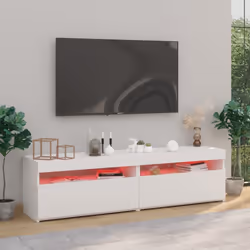 vidaXL 2x TV Cabinets with LED Lights White Media Unit Sideboard Furniture - Additional view 5