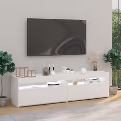vidaXL 2x TV Cabinets with LED Lights White Media Unit Sideboard Furniture - Additional view 6