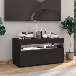 vidaXL TV Cabinet with LED Lights Black Media Unit Sideboard Home Furniture