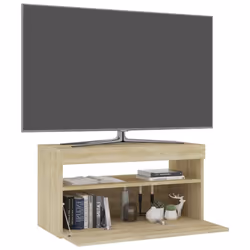 vidaXL TV Cabinet with LED Lights Sonoma Oak Media Unit Sideboard Furniture