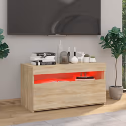 vidaXL TV Cabinet with LED Lights Sonoma Oak Media Unit Sideboard Furniture - Additional view 6
