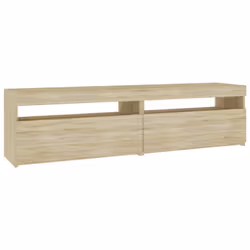 vidaXL 2x TV Cabinets with LED Lights Sonoma Oak Media Unit Home Furniture - Additional view 2