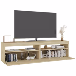 vidaXL 2x TV Cabinets with LED Lights Sonoma Oak Media Unit Home Furniture - Additional view 3