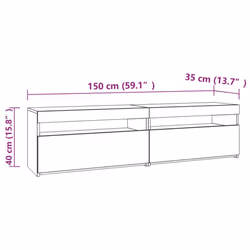 vidaXL 2x TV Cabinets with LED Lights Concrete Grey Media Unit Sideboard Rack - Additional view 2