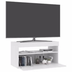 vidaXL TV Cabinet with LED Lights High Gloss White Media Unit Rack Sideboard