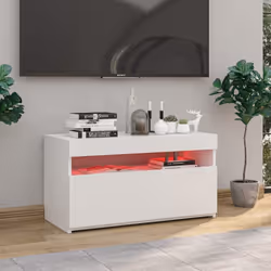 vidaXL TV Cabinet with LED Lights High Gloss White Media Unit Rack Sideboard - Additional view 6
