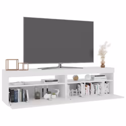 vidaXL 2x TV Cabinets with LED Lights High Gloss White Media Unit Sideboard