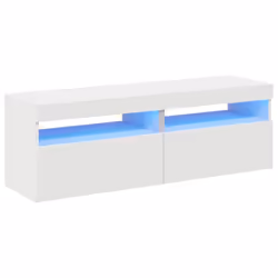 vidaXL 2x TV Cabinets with LED Lights White Hifi Stands Living Room Furniture