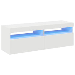 vidaXL 2x TV Cabinets with LED Lights White Hifi Stands Living Room Furniture