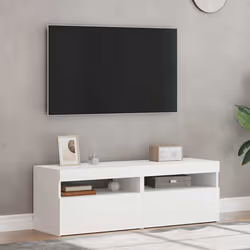 vidaXL 2x TV Cabinets with LED Lights White Hifi Stands Living Room Furniture - Additional view 4