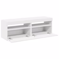 vidaXL 2x TV Cabinets with LED Lights White Hifi Stands Living Room Furniture - Additional view 6