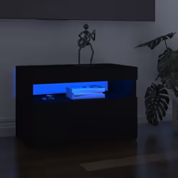vidaXL TV Cabinet with LED Lights Black Hifi Stand Desk TV Unit Hifi Cabinet