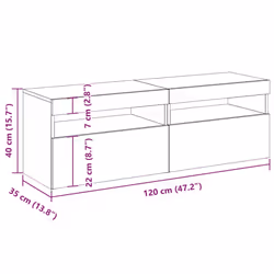vidaXL 2x TV Cabinets with LED Lights Sonoma Oak Bedroom Hifi Stand Desks - Additional view 3
