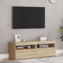 vidaXL 2x TV Cabinets with LED Lights Sonoma Oak Bedroom Hifi Stand Desks - Additional view 4