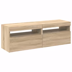 vidaXL 2x TV Cabinets with LED Lights Sonoma Oak Bedroom Hifi Stand Desks - Additional view 5