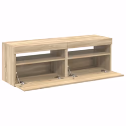 vidaXL 2x TV Cabinets with LED Lights Sonoma Oak Bedroom Hifi Stand Desks - Additional view 6