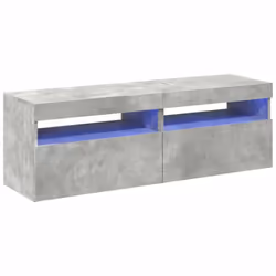 vidaXL 2x TV Cabinets with LED Lights Concrete Grey Hifi Stand Stereo Cabinet