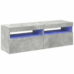 vidaXL 2x TV Cabinets with LED Lights Concrete Grey Hifi Stand Stereo Cabinet