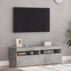vidaXL 2x TV Cabinets with LED Lights Concrete Grey Hifi Stand Stereo Cabinet - Additional view 4