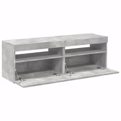vidaXL 2x TV Cabinets with LED Lights Concrete Grey Hifi Stand Stereo Cabinet - Additional view 6