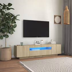 vidaXL TV Cabinet with LED Lights Sonoma Oak Bedroom Hifi Cabinet TV Unit