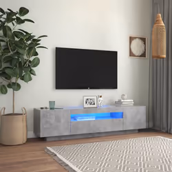 vidaXL TV Cabinet with LED Lights Concrete Grey Hifi Cabinet TV Unit Stand