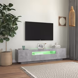 vidaXL TV Cabinet with LED Lights Concrete Grey Hifi Cabinet TV Unit Stand - Additional view 5