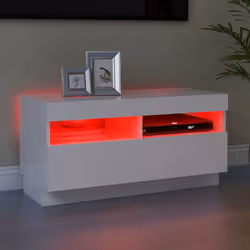vidaXL TV Cabinet with LED Lights White Bedroom TV Stand Unit Hifi Cabinet
