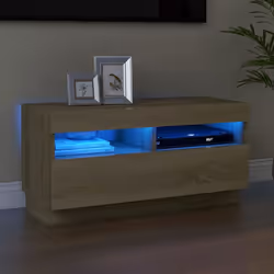 vidaXL TV Cabinet with LED Lights Sonoma Oak Bedroom TV Stand Hifi Cabinet