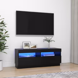 vidaXL TV Cabinet with LED Lights Black Stand Bedroom TV Unit HiFi Cabinet