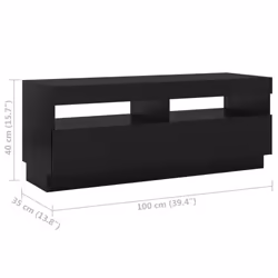 vidaXL TV Cabinet with LED Lights Black Stand Bedroom TV Unit HiFi Cabinet - Additional view 4