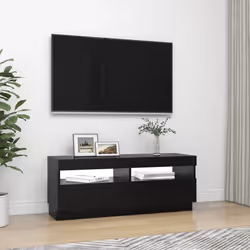 vidaXL TV Cabinet with LED Lights Black Stand Bedroom TV Unit HiFi Cabinet - Additional view 5