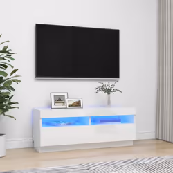 vidaXL TV Cabinet with LED Lights High Gloss White Stand TV Unit Hifi Cabinet