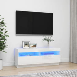 vidaXL TV Cabinet with LED Lights High Gloss White Stand TV Unit Hifi Cabinet