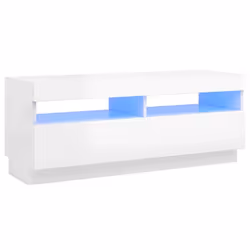 vidaXL TV Cabinet with LED Lights High Gloss White Stand TV Unit Hifi Cabinet