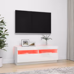 vidaXL TV Cabinet with LED Lights High Gloss White Stand TV Unit Hifi Cabinet