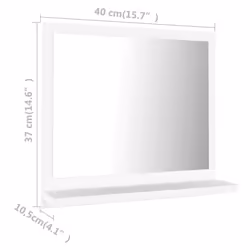 vidaXL Bathroom Mirror White Engineered Wood Rectangle Home Washroom Mirror - Additional view 4