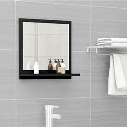 vidaXL Bathroom Mirror Black Engineered Wood Rectangle Home Washroom Mirror
