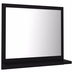 vidaXL Bathroom Mirror Black Engineered Wood Rectangle Home Washroom Mirror