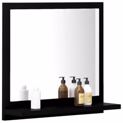 vidaXL Bathroom Mirror Black Engineered Wood Rectangle Home Washroom Mirror