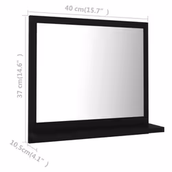 vidaXL Bathroom Mirror Black Engineered Wood Rectangle Home Washroom Mirror - Additional view 7