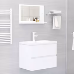 vidaXL Bathroom Mirror White Engineered Wood Vanity Unit Home Washroom Mirror - Additional view 6
