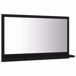 vidaXL Bathroom Mirror Black Engineered Wood Vanity Unit Home Washroom Mirror