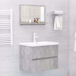 vidaXL Bathroom Mirror Concrete Grey Engineered Wood Home Washroom Mirror - Additional view 6