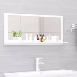 vidaXL Bathroom Mirror White Engineered Wood Vanity Unit Home Washroom Mirror