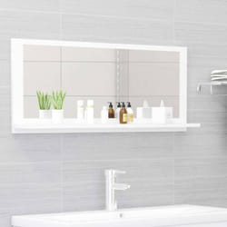 vidaXL Bathroom Mirror White Engineered Wood Vanity Unit Home Washroom Mirror