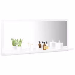 vidaXL Bathroom Mirror White Engineered Wood Vanity Unit Home Washroom Mirror